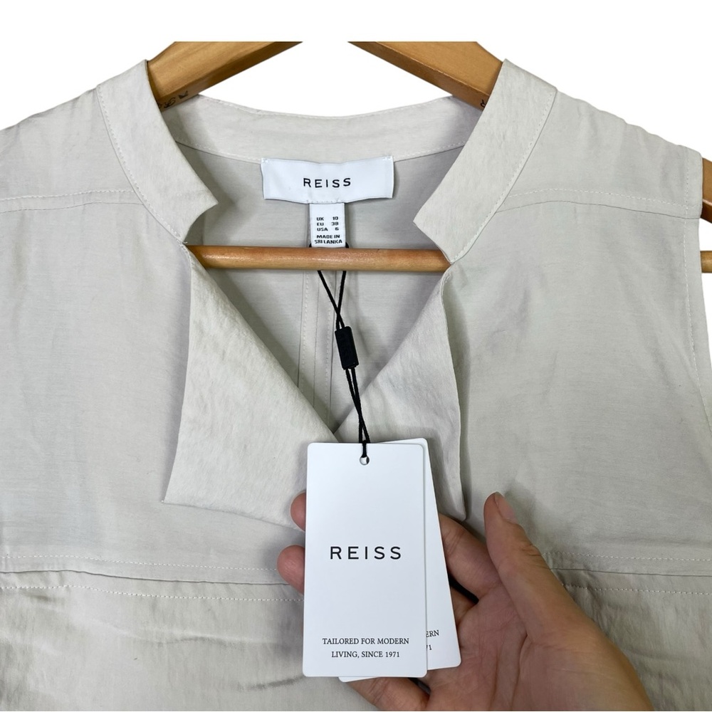 Reiss Women Skylar Belted Utility Jumpsuit  Stone Sleeveless Drawstring Sz 6 NEW - Picture 7 of 16
